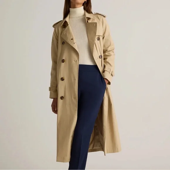 BRAND NEW Quince Beige Double-Breasted Trench Coat in XL - Picture 6 of 12